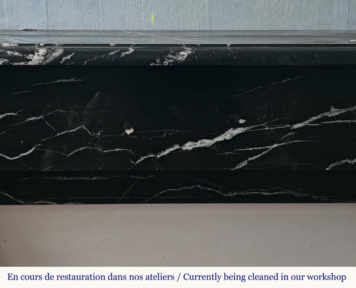 Napoleon III style mantel with black Marquina marble modillions Napoleon III style mantel with black Marquina marble modillions-1