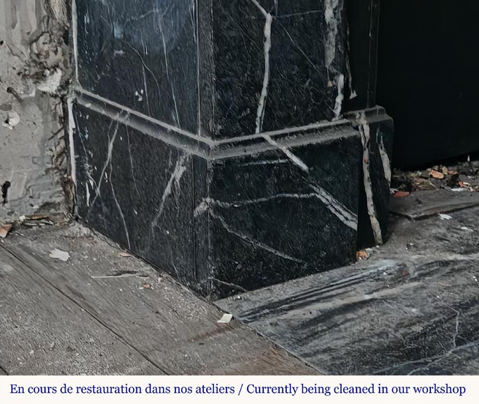 Napoleon III style mantel with black Marquina marble modillions Napoleon III style mantel with black Marquina marble modillions-4