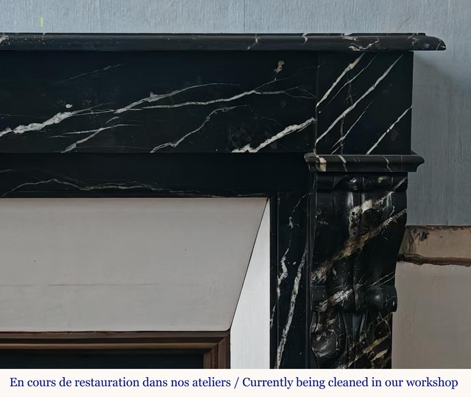 Napoleon III style mantel with black Marquina marble modillions Napoleon III style mantel with black Marquina marble modillions-6