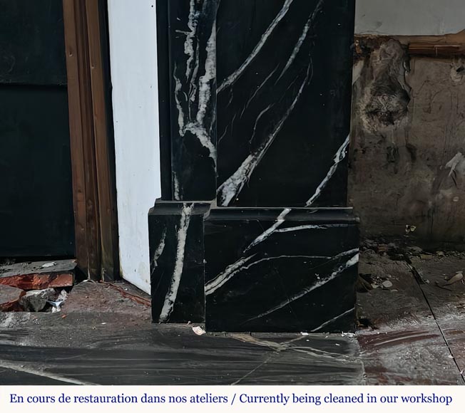 Napoleon III style mantel with black Marquina marble modillions Napoleon III style mantel with black Marquina marble modillions-7