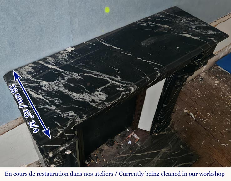 Napoleon III style mantel with black Marquina marble modillions Napoleon III style mantel with black Marquina marble modillions-9