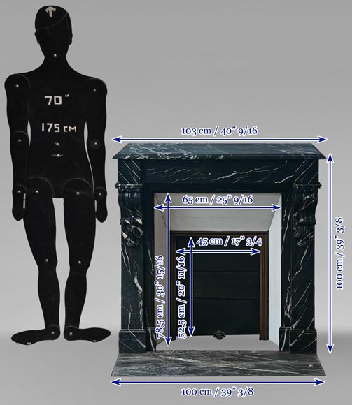 Napoleon III style mantel with black Marquina marble modillions Napoleon III style mantel with black Marquina marble modillions-10