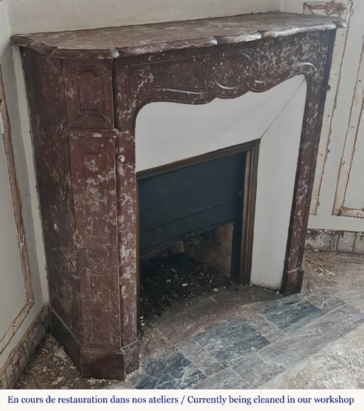 Louis XV style Pompadour mantel in Rouge du Nord marble Louis XV style Pompadour mantel in Rouge du Nord marble-2