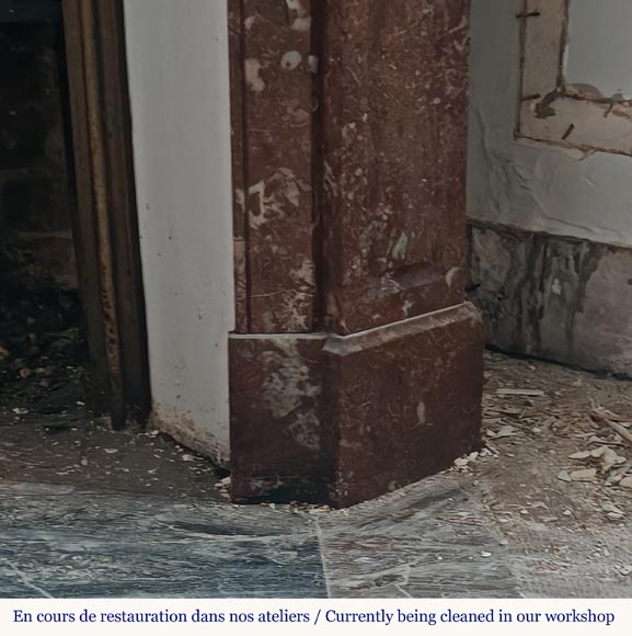 Louis XV style Pompadour mantel in Rouge du Nord marble Louis XV style Pompadour mantel in Rouge du Nord marble-7