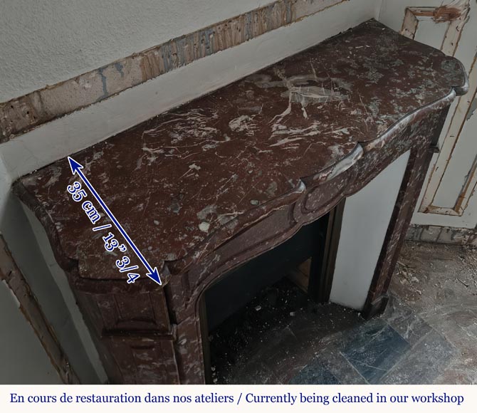 Louis XV style Pompadour mantel in Rouge du Nord marble Louis XV style Pompadour mantel in Rouge du Nord marble-8