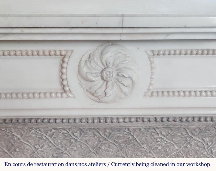 Louis XVI style mantel in semi-statuary marble decorated with a pearl motif Louis XVI style mantel in semi-statuary marble decorated with a pearl motif-1