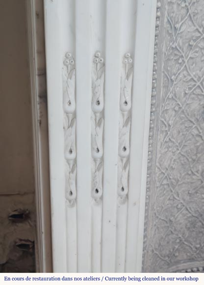 Louis XVI style mantel in semi-statuary marble decorated with a pearl motif Louis XVI style mantel in semi-statuary marble decorated with a pearl motif-4