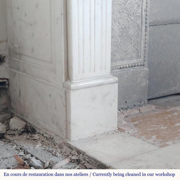 Louis XVI style mantel in semi-statuary marble decorated with a pearl motif Louis XVI style mantel in semi-statuary marble decorated with a pearl motif-5