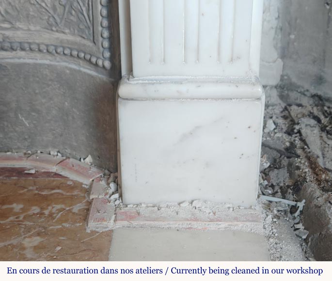 Louis XVI style mantel in semi-statuary marble decorated with a pearl motif Louis XVI style mantel in semi-statuary marble decorated with a pearl motif-8