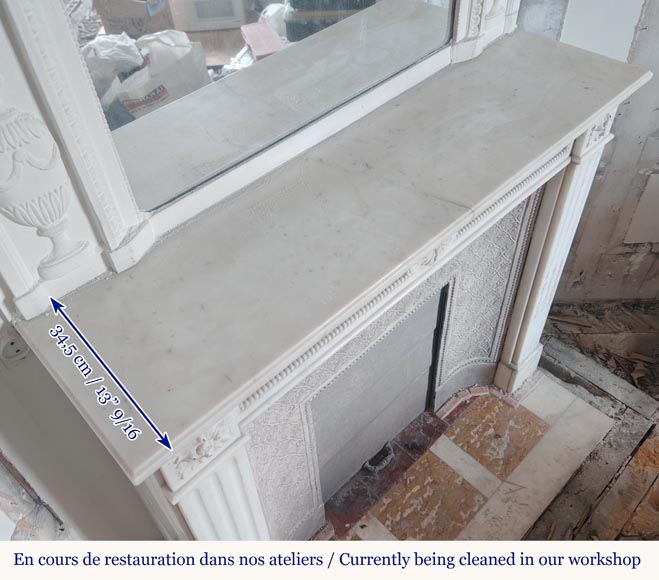 Louis XVI style mantel in semi-statuary marble decorated with a pearl motif Louis XVI style mantel in semi-statuary marble decorated with a pearl motif-10