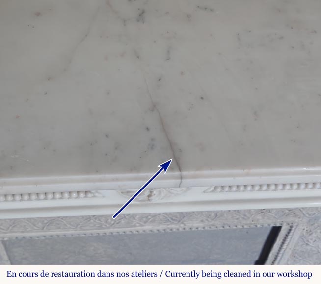 Louis XVI style mantel in semi-statuary marble decorated with a pearl motif Louis XVI style mantel in semi-statuary marble decorated with a pearl motif-11