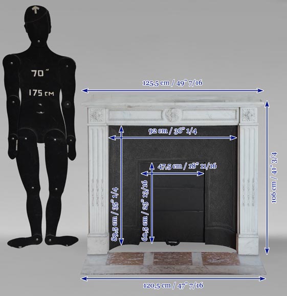Louis XVI style mantel in semi-statuary marble decorated with a pearl motif Louis XVI style mantel in semi-statuary marble decorated with a pearl motif-12