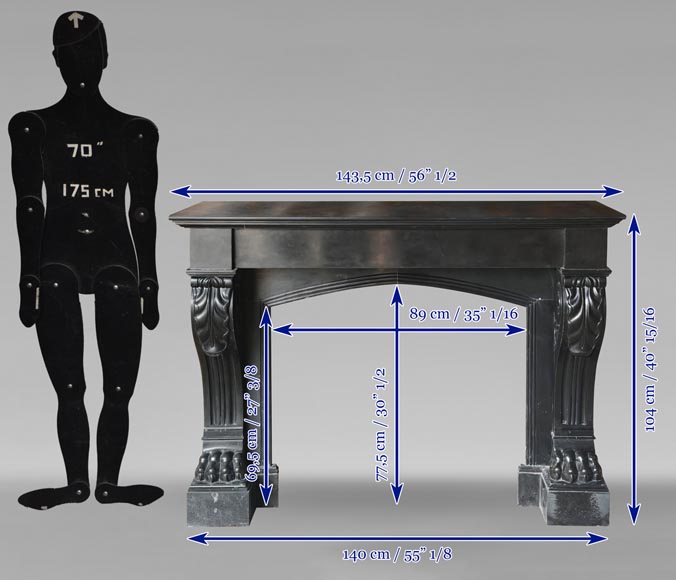 Lion paw mantel in fine black marble Lion paw mantel in fine black marble-10