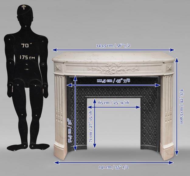 Louis XVI style curved mantel decorated with a laurel wreath Louis XVI style curved mantel decorated with a laurel wreath-11
