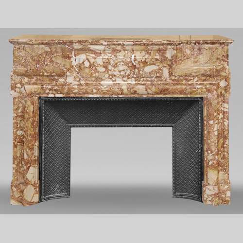 Louis XIV style fireplace in orange breccia marble