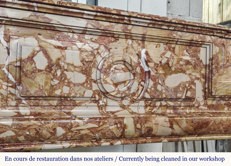 Louis XIV style fireplace in orange breccia marble-2