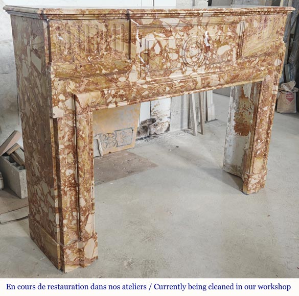 Louis XIV style fireplace in orange breccia marble-3