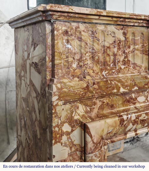 Louis XIV style fireplace in orange breccia marble-4