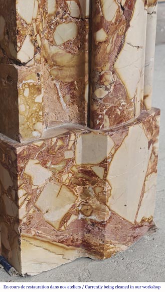 Louis XIV style fireplace in orange breccia marble-5