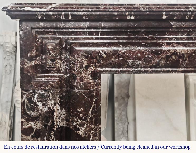 Louis XIV style fireplace with boudin in Levanto marble Louis XIV style fireplace with boudin in Levanto marble-2
