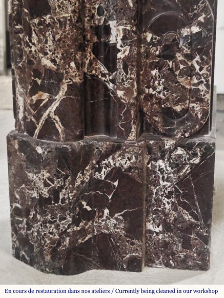 Louis XIV style fireplace with boudin in Levanto marble Louis XIV style fireplace with boudin in Levanto marble-3