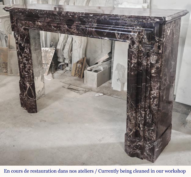 Louis XIV style fireplace with boudin in Levanto marble Louis XIV style fireplace with boudin in Levanto marble-4