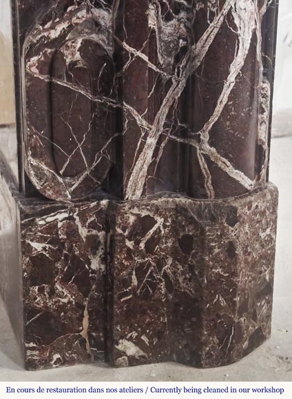 Louis XIV style fireplace with boudin in Levanto marble Louis XIV style fireplace with boudin in Levanto marble-5