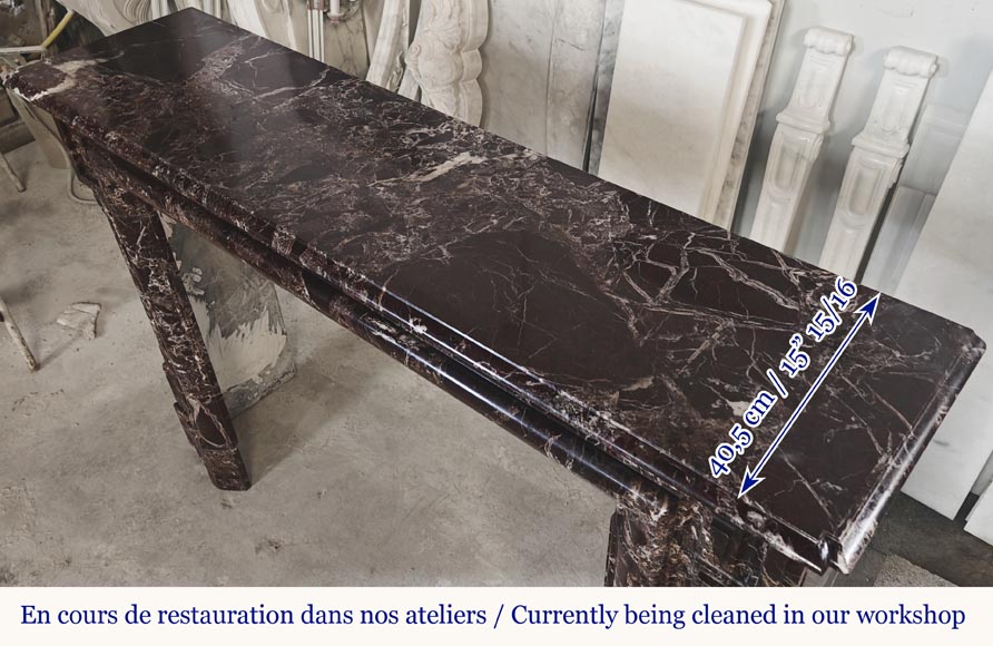 Louis XIV style fireplace with boudin in Levanto marble Louis XIV style fireplace with boudin in Levanto marble-6