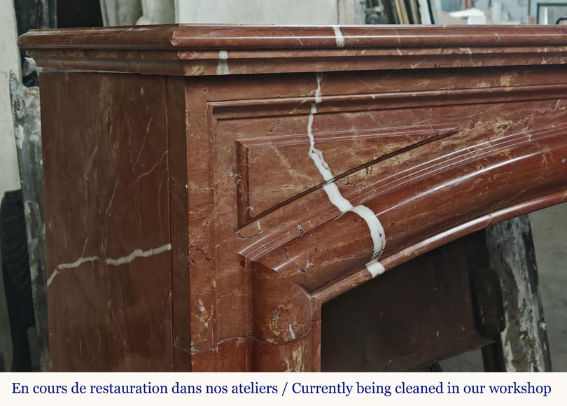 Louis XIV style red marble mantel Louis XIV style red marble mantel-3