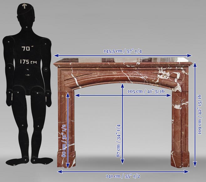 Louis XIV style red marble mantel Louis XIV style red marble mantel-9