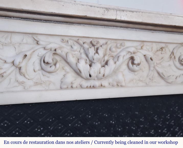 Louis XVI style mantel with Ionic half-columns in statuary marble Louis XVI style mantel with Ionic half-columns in statuary marble-2