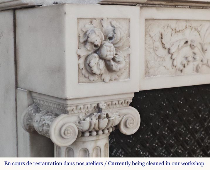 Louis XVI style mantel with Ionic half-columns in statuary marble Louis XVI style mantel with Ionic half-columns in statuary marble-5