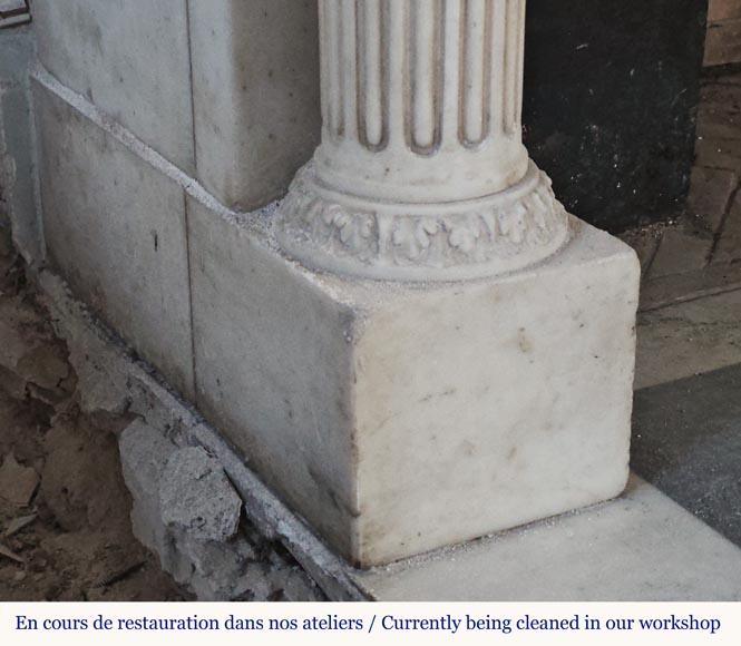 Louis XVI style mantel with Ionic half-columns in statuary marble Louis XVI style mantel with Ionic half-columns in statuary marble-8