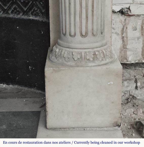 Louis XVI style mantel with Ionic half-columns in statuary marble Louis XVI style mantel with Ionic half-columns in statuary marble-14
