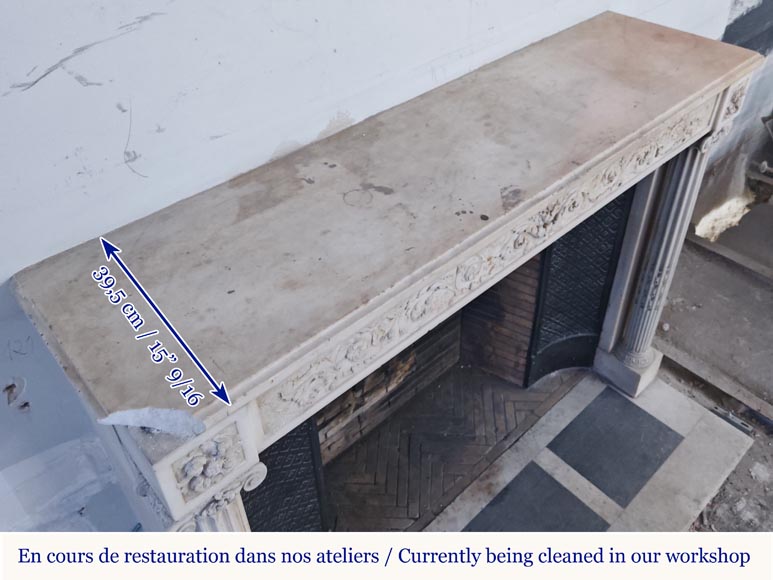 Louis XVI style mantel with Ionic half-columns in statuary marble Louis XVI style mantel with Ionic half-columns in statuary marble-16