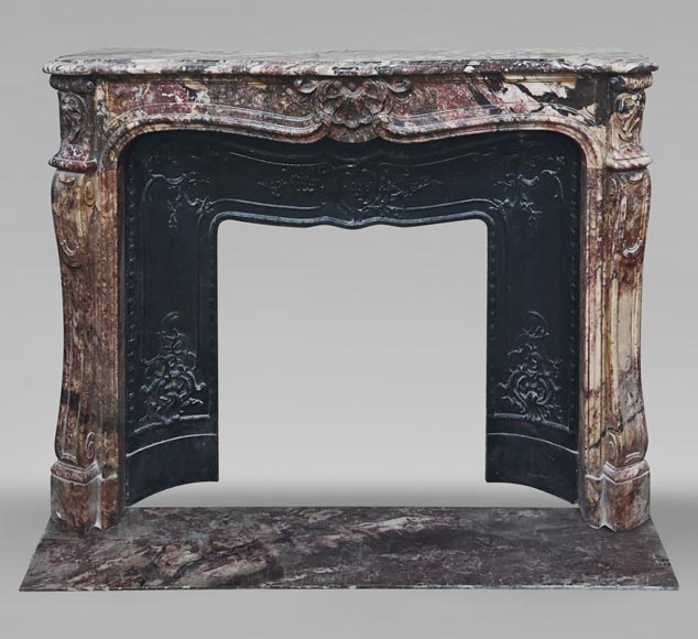 Louis XV style mantel in pink marble Louis XV style mantel in pink marble-0