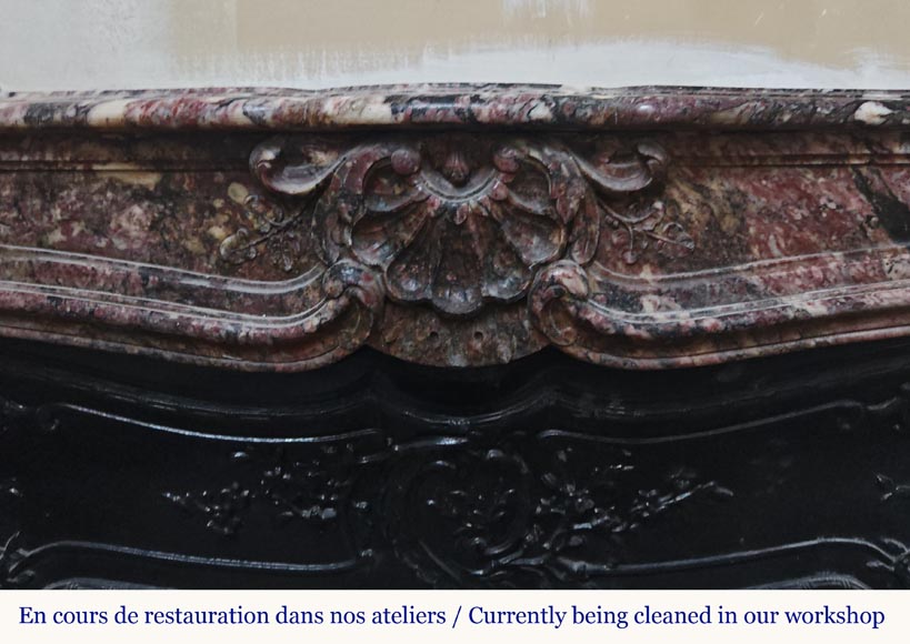 Louis XV style mantel in pink marble Louis XV style mantel in pink marble-1