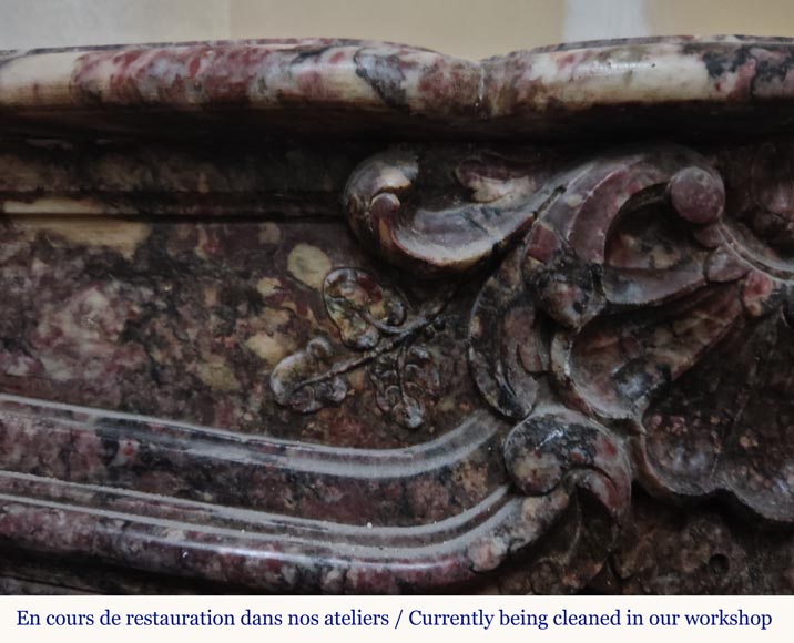 Louis XV style mantel in pink marble Louis XV style mantel in pink marble-2