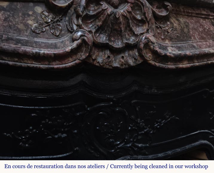 Louis XV style mantel in pink marble Louis XV style mantel in pink marble-3