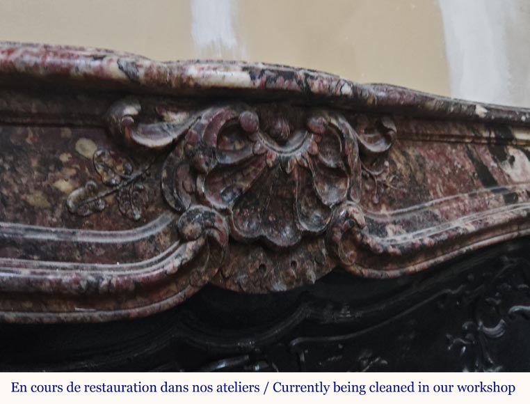 Louis XV style mantel in pink marble Louis XV style mantel in pink marble-4