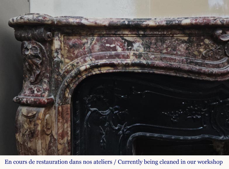 Louis XV style mantel in pink marble Louis XV style mantel in pink marble-5