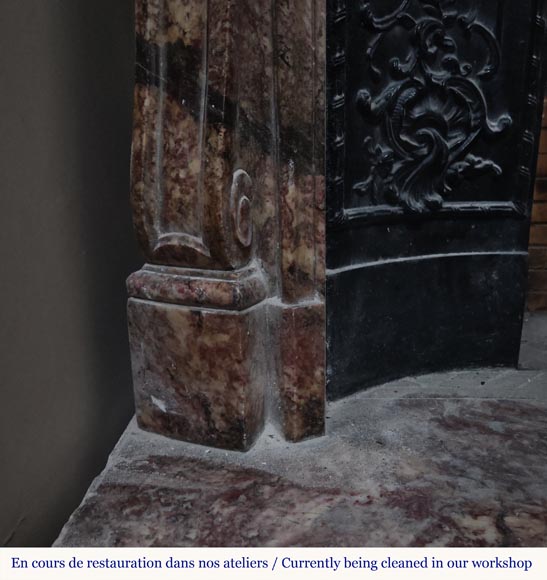 Louis XV style mantel in pink marble Louis XV style mantel in pink marble-6