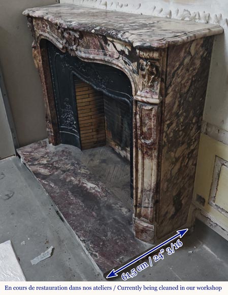 Louis XV style mantel in pink marble Louis XV style mantel in pink marble-7