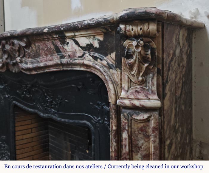 Louis XV style mantel in pink marble Louis XV style mantel in pink marble-8