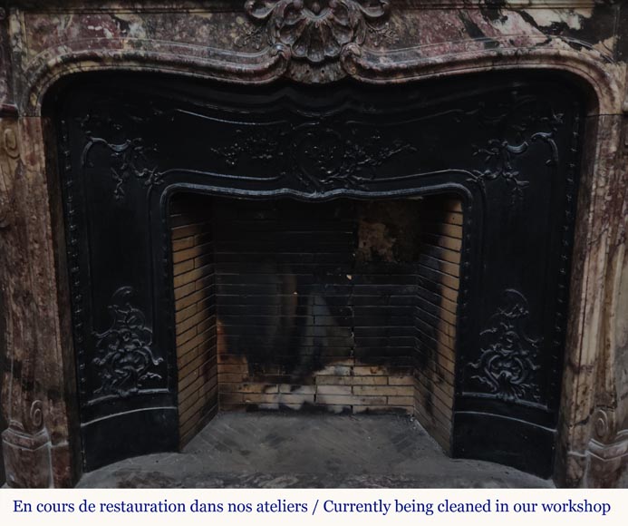 Louis XV style mantel in pink marble Louis XV style mantel in pink marble-10