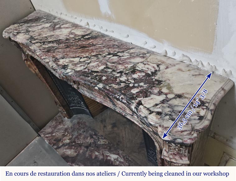 Louis XV style mantel in pink marble Louis XV style mantel in pink marble-11