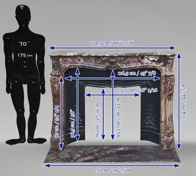 Louis XV style mantel in pink marble Louis XV style mantel in pink marble-12