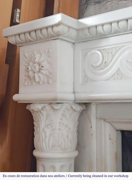 Large Louis XVI-style mantel with Corinthian columns Large Louis XVI-style mantel with Corinthian columns-4