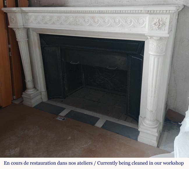 Large Louis XVI-style mantel with Corinthian columns Large Louis XVI-style mantel with Corinthian columns-7
