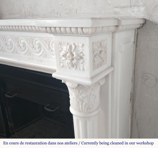 Large Louis XVI-style mantel with Corinthian columns Large Louis XVI-style mantel with Corinthian columns-8